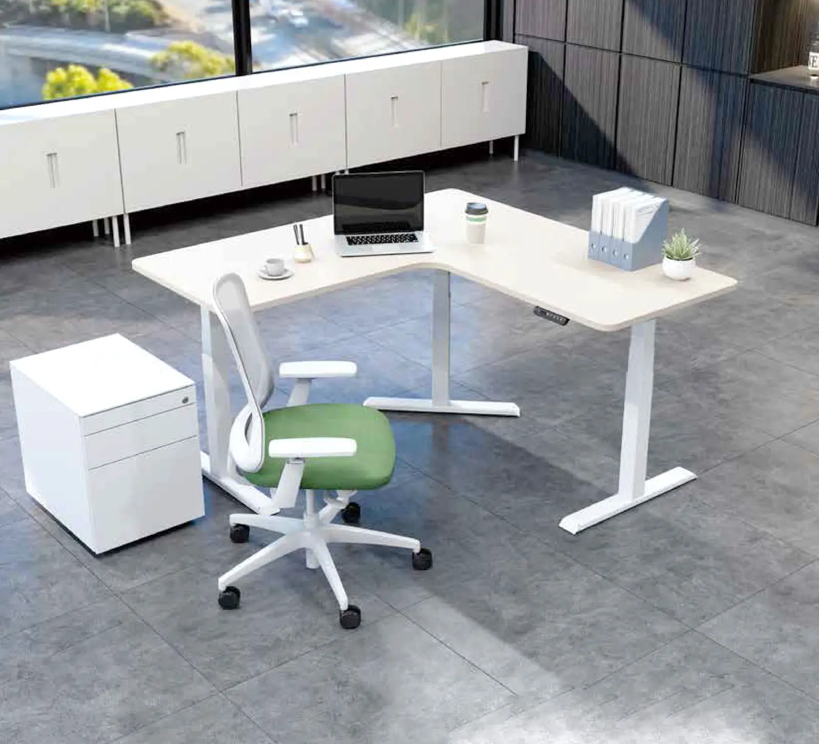 L Shaped Height Adjustable
