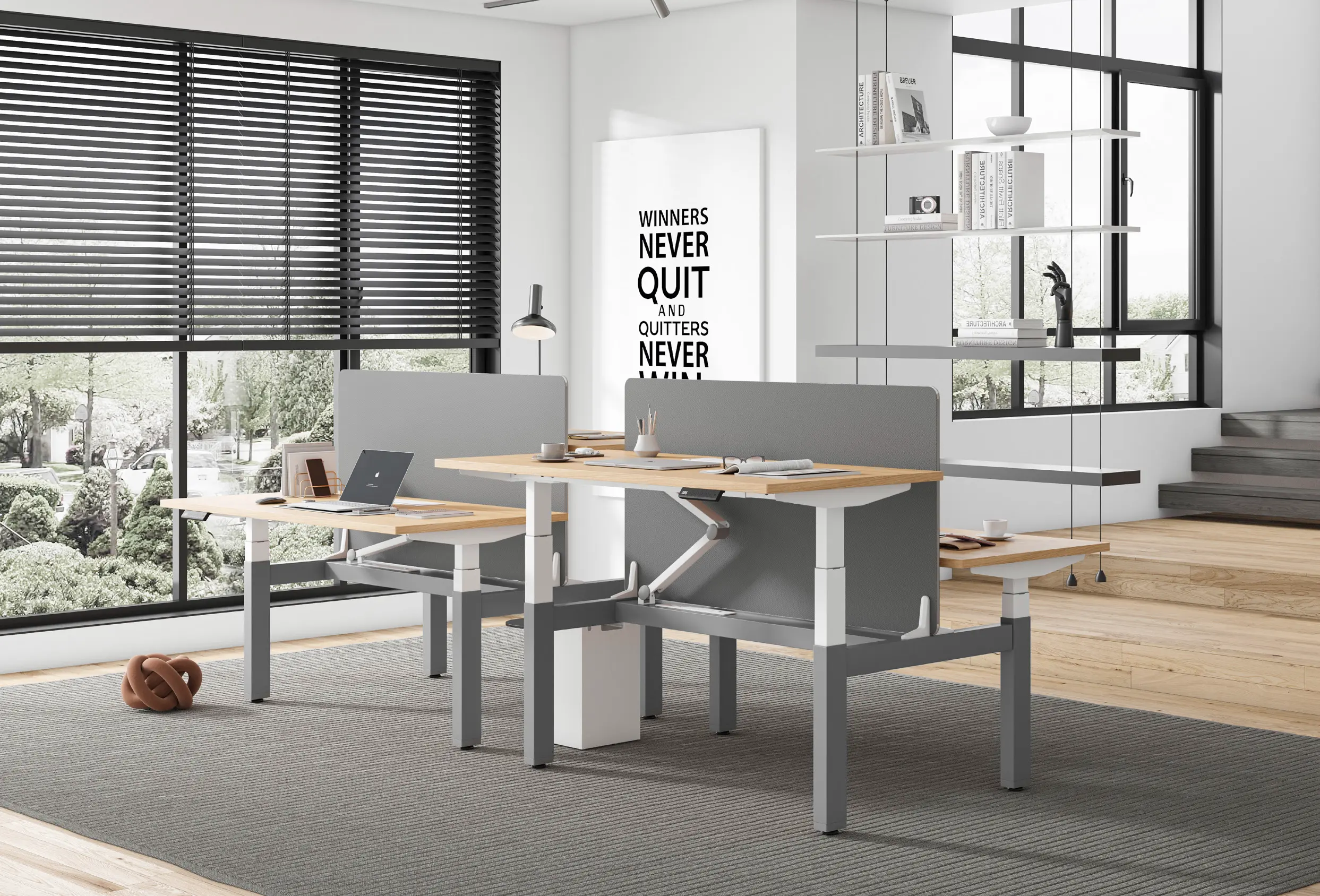 Height Adjustable Workstation (Elbow Riser) — Hot Desking by Office Planner
